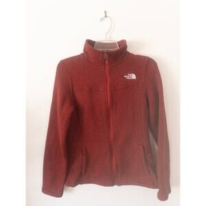 The North Face Maggy Sweater Fleece Jacket Pomegranate Heather Burgundy Small